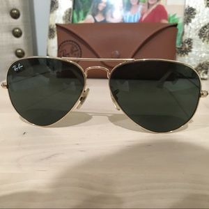 Gold Ray-Ban Aviator Sunglasses 55mm